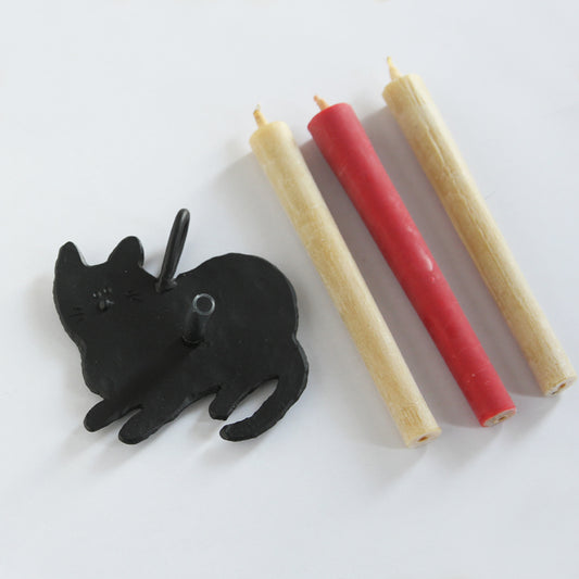 Japanese Iron Candle Holder Cat (No.22 )