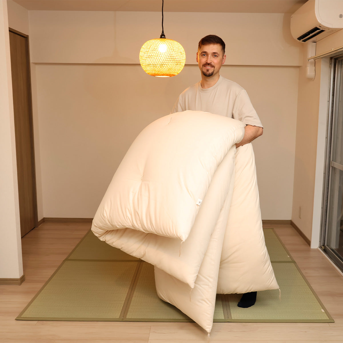 GOTS Certified Japanese Futon Mattress, Artisan Handmade (Fabric: Organic Cotton, Filling: Organic Cotton 100%)