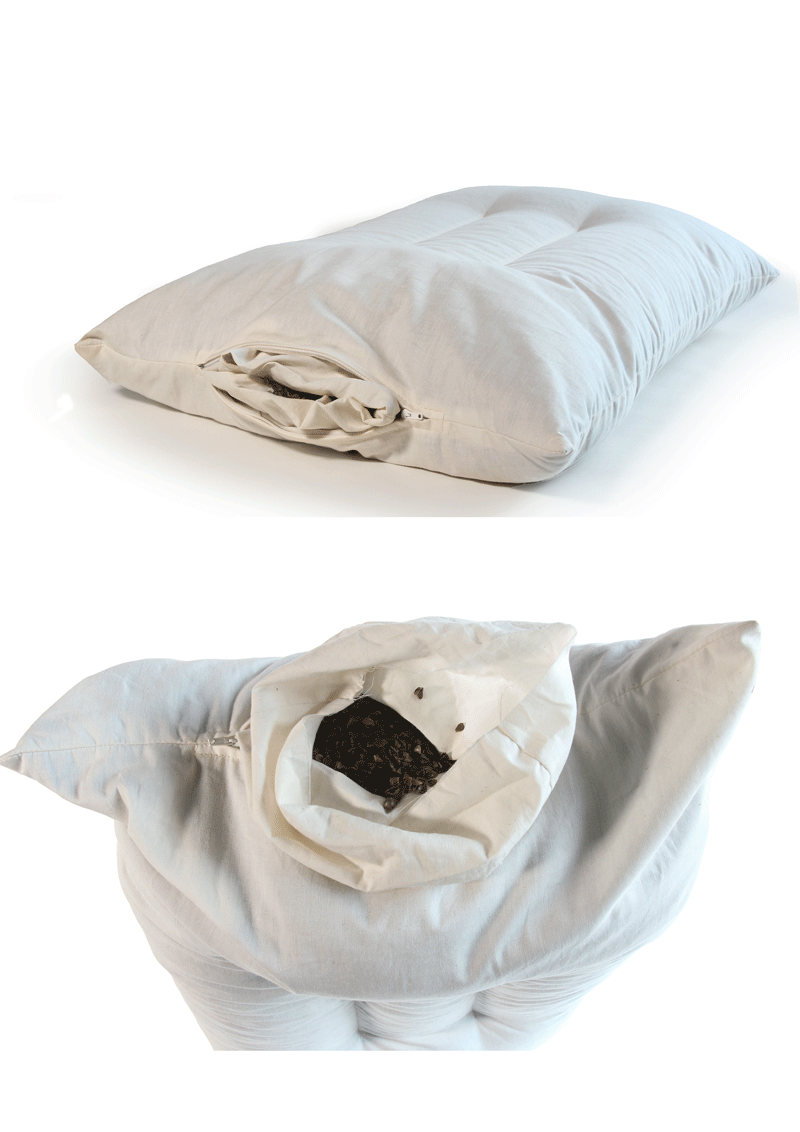 Conjunto de Presente com Travesseiro Japonês de Trigo Sarraceno e Duas Capas Orgânicas em Saco de Juta