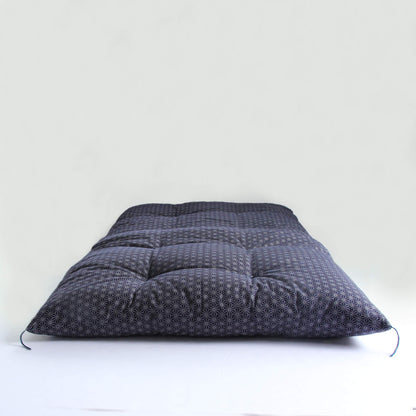 Japanese Futon Mattress, Artisan Handmade (Fabric: Asanoha Flax Leaf Pattern Filling: Natural Cotton 100%)