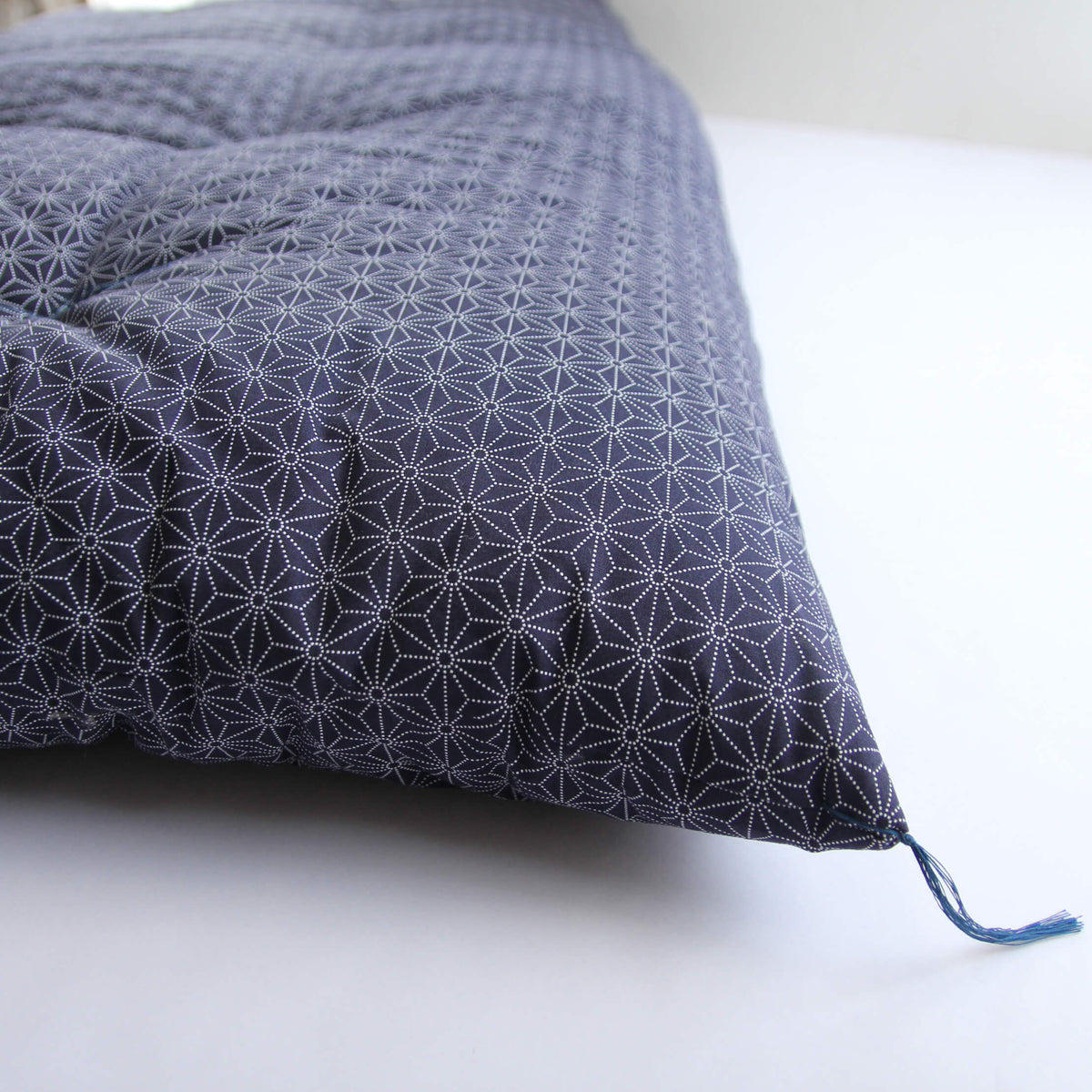 Japanese Futon Mattress, Artisan Handmade (Fabric: Asanoha Flax Leaf Pattern Filling: Natural Cotton 100%)