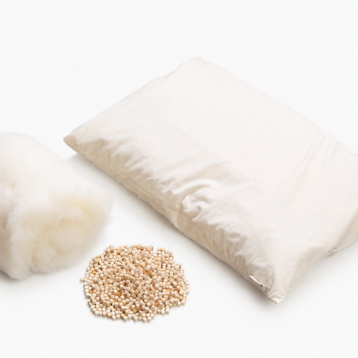 Dual Comfort Pillow, Organic Cotton and Hinoki Chips,  Artisan Handmade (Fabric: Organic Cotton, Filling: Organic Cotton 100% 600g) 17 x 25 in (43 x 63 cm) NC
