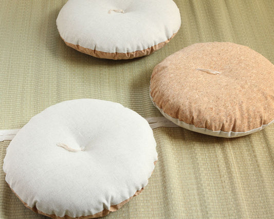 Almofada japonesa Zabuton de Couro de Cortiça Natural Maru (Redonda) Zabuton 40 cm