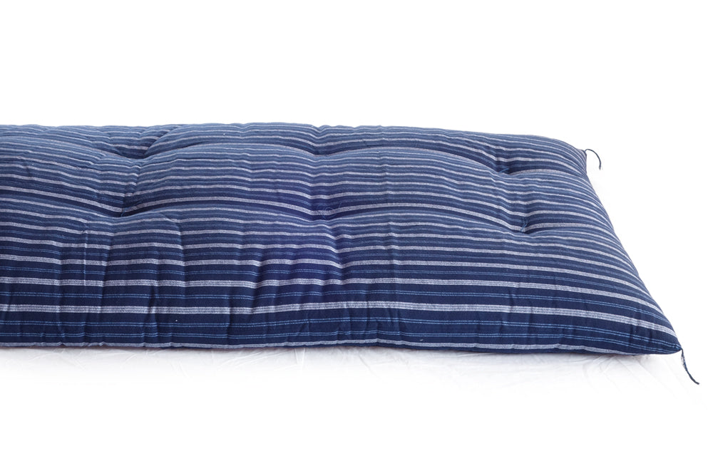 Japanese Futon Mattress Made by Craftsmen (Fabric: Enshu Weave Cotton Shima Stripes Pattern, Filling: Organic Cotton 100%)