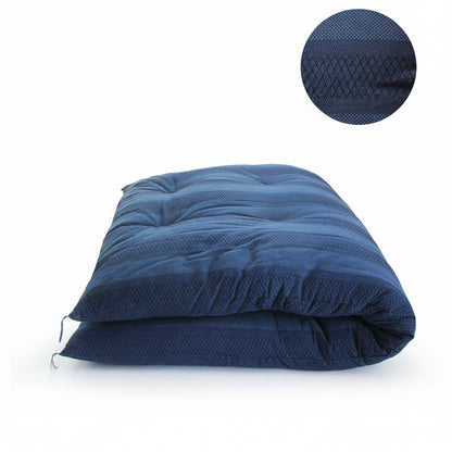Japanese Futon Mattress, Artisan Handmade (Fabric: Enshu Weave  Filling: Organic Cotton 100%,) MIXED BLUE