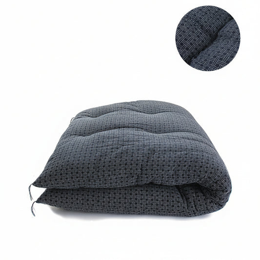 Japanese Futon Mattress, Artisan Handmade (Fabric: Enshu Weaving with Sashiko Embroidery Filling: Organic Cotton 100%) NAVY