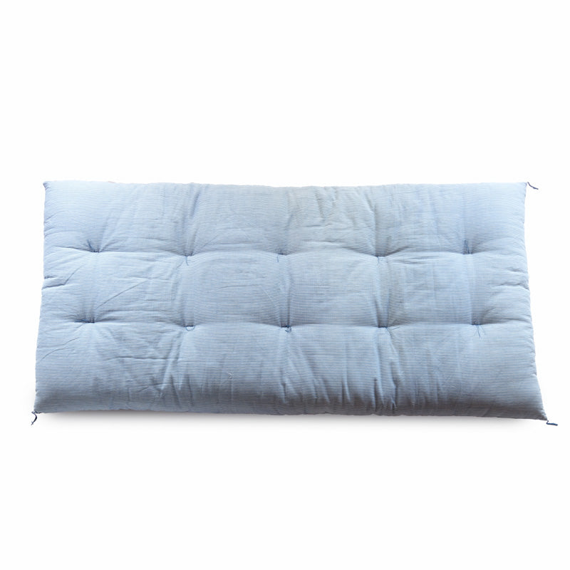 Japanese Futon Mattress, Artisan Handmade (Fabric: Herbal Dyed Cotton Filling: Organic Cotton 100%) Indigo Stripe