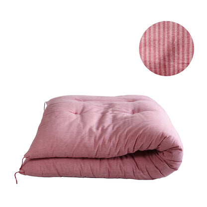 Colchão de futon japonês, feito à mão (tecido: algodão tingido com ervas, enchimento: 100% algodão orgânico), listra de garança