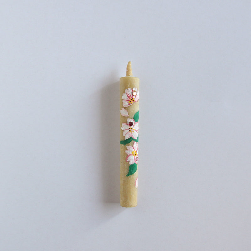 Crystal Hand-Painted Warosoku Candle <Sakura Size 3>