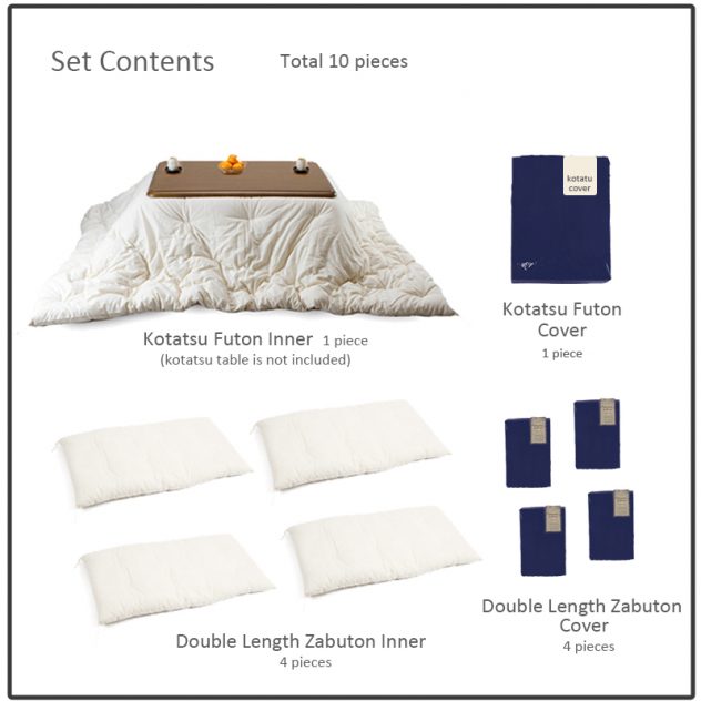 Conjunto japonês de futon Kotatsu, para mesa Kotatsu quadrada