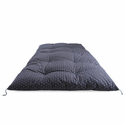Japanese Futon Mattress Topper, Artisan Handmade 30% Thinner (Fabric: Asanoha Flax Leaf Pattern, Natural Cotton 100%)