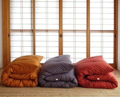 GOTS Certified Japanese Futon Mattress, Artisan Handmade (Fabric: Organic Cotton, Filling: Organic Cotton 100%) Amagumo Gray