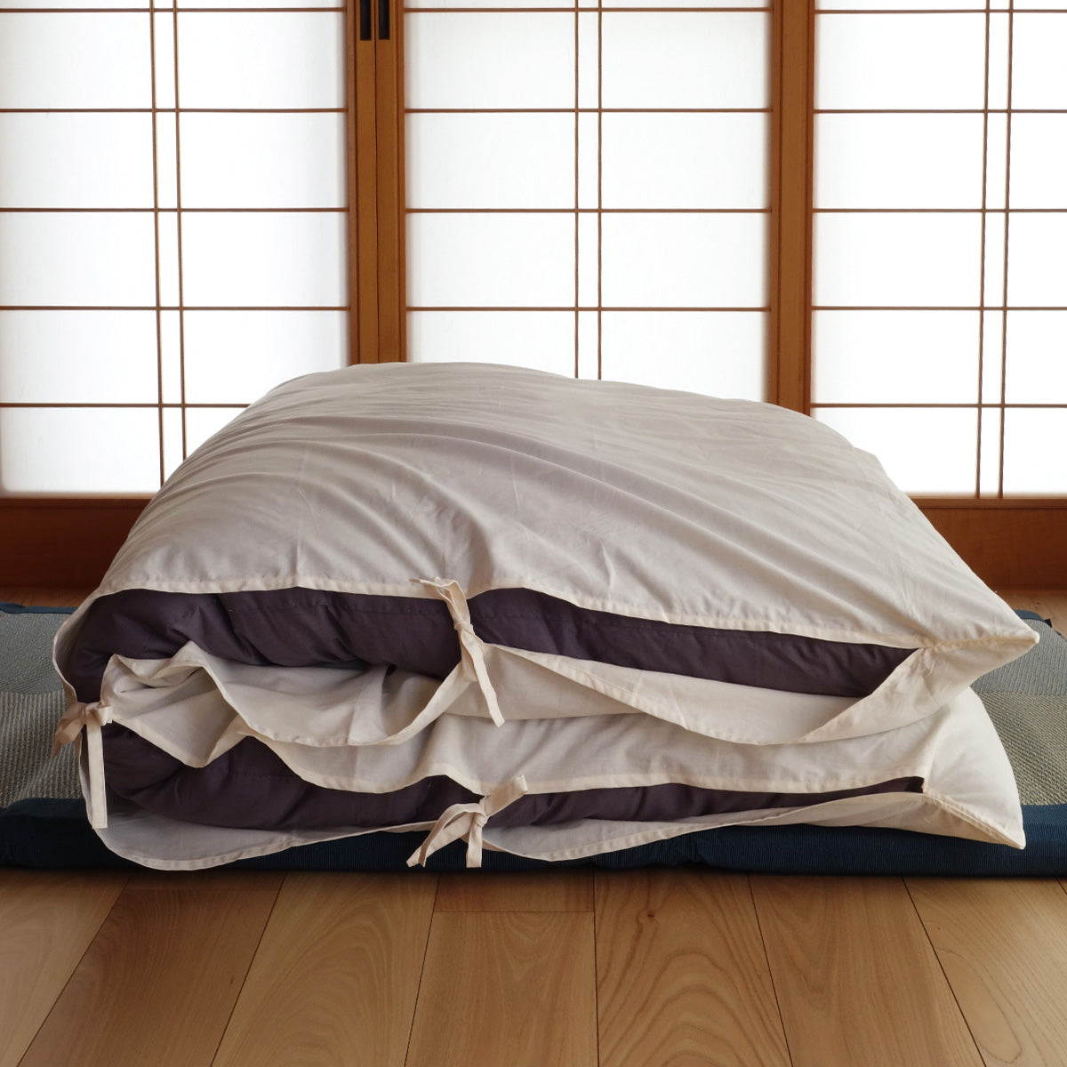 Capa de Futon Japonês Shiki (Colchão Futon) Certificado GOTS, Algodão Orgânico, Fecho de Amarrar