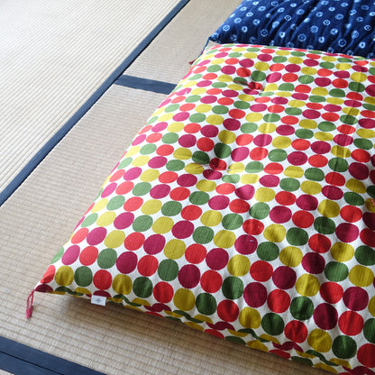Japanese Futon Mattress, Artisan Handmade (Fabric: Polka Dot Red, Filling: Organic Cotton 100%)