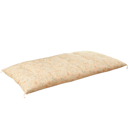 Japanese Futon Mattress, Artisan Handmade (Fabric: Japandi Kikumon Chrysanthemum Ivory)