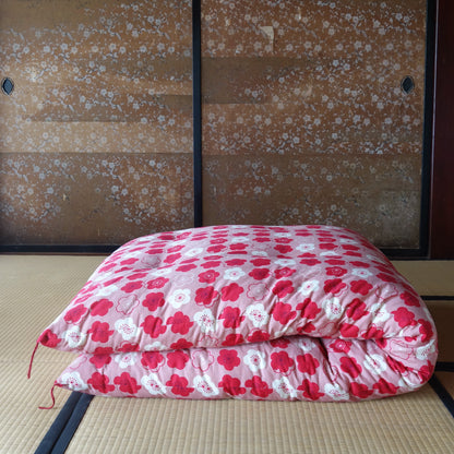 Japanese Futon Mattress, Artisan Handmade (Fabric: Koubai, Filling: Organic Cotton 100%)